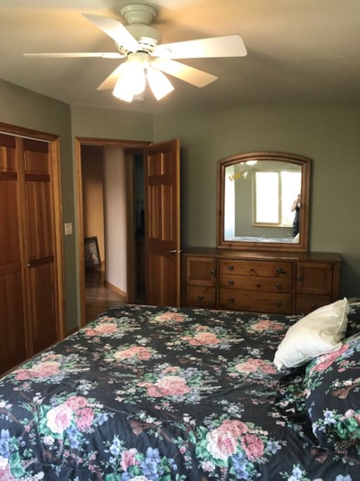 Spacious room w/ closest and dresser space.