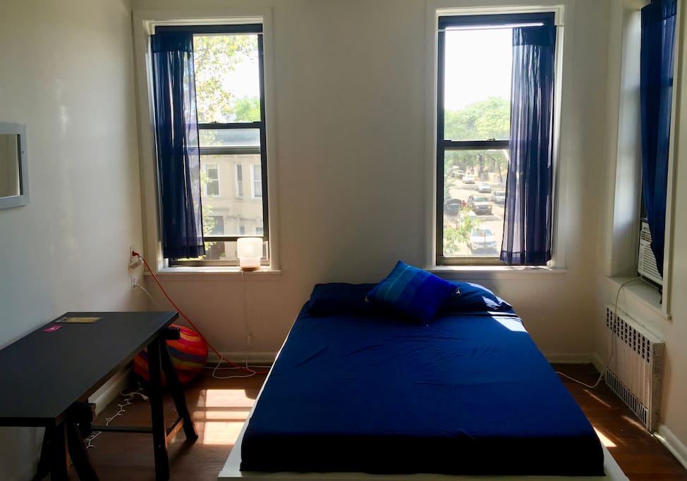 Comfy bed with lots of sunlight during the day :)