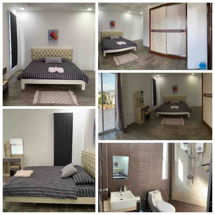 Room 1 (Master bedroom) • Balcony •
One king size bed
Toilet