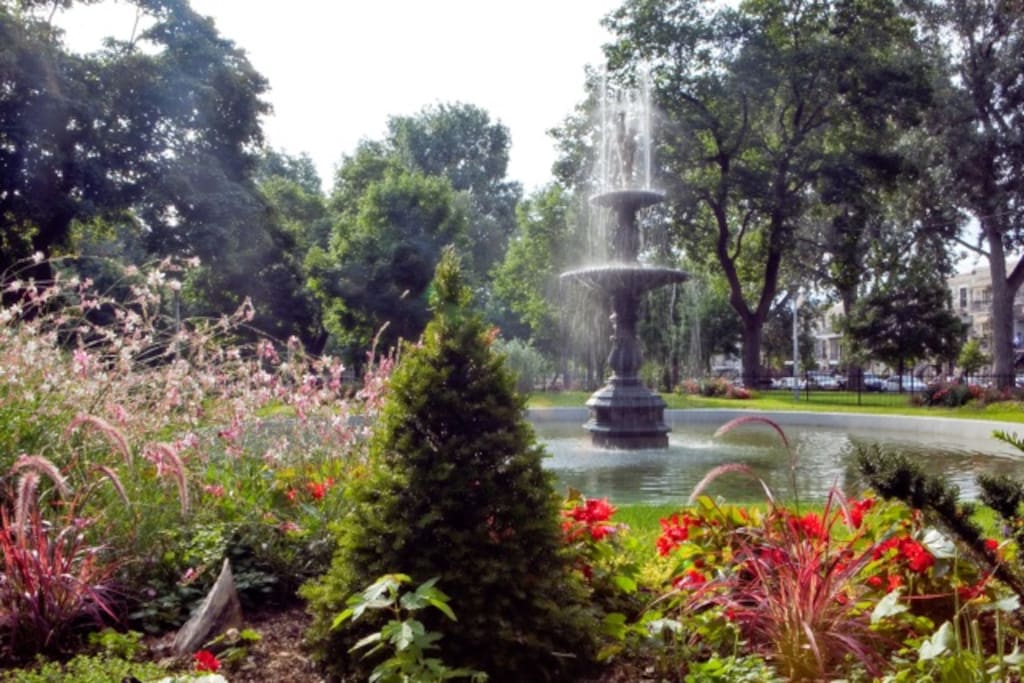 Parc Sir Georges Etienne Cartier, directly across the street!