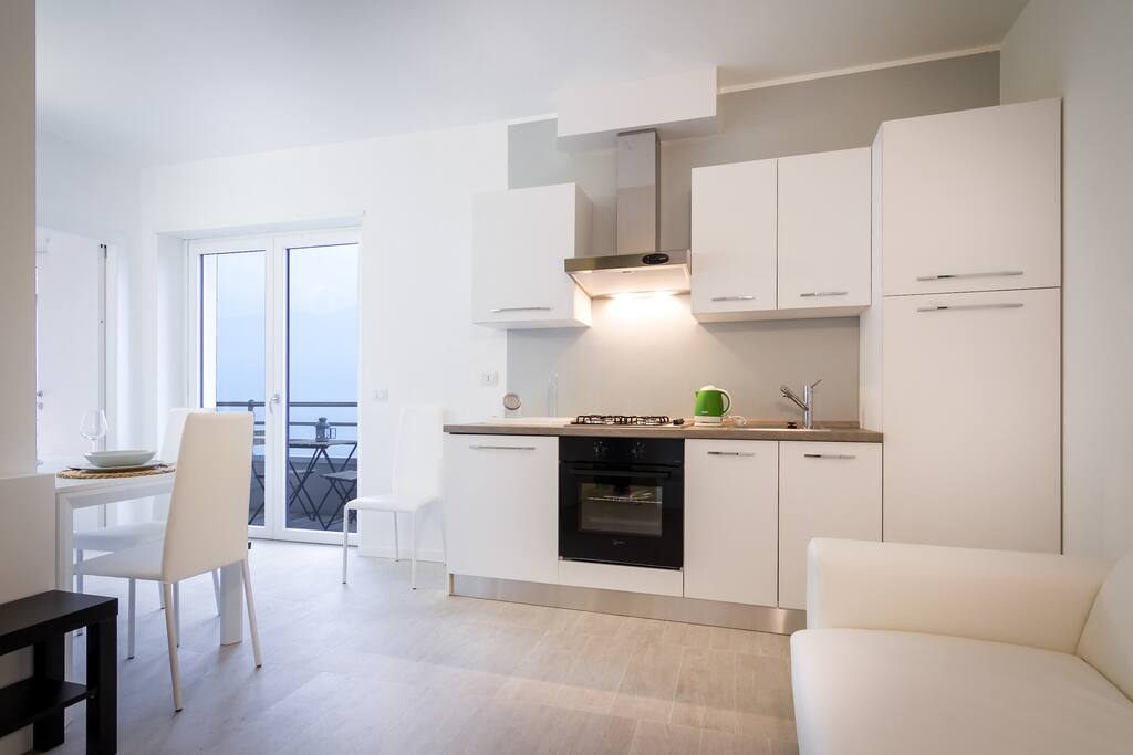 living room with kitchen