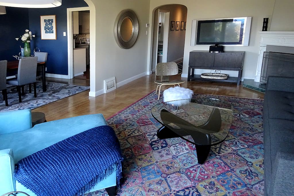 Adjoining dining room, kitchen and living room are open and inviting.