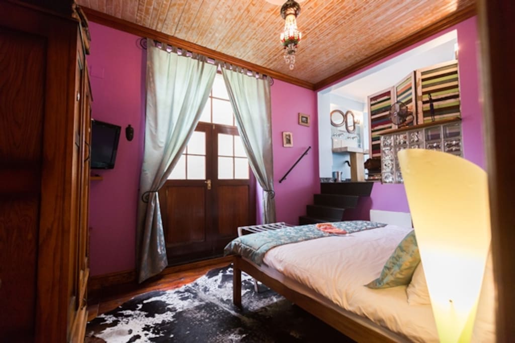 Comfortable bedroom with step-on balcony