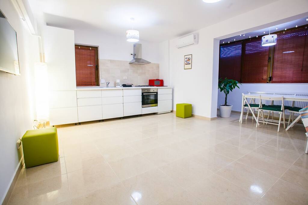 open plan living room and kitchen
