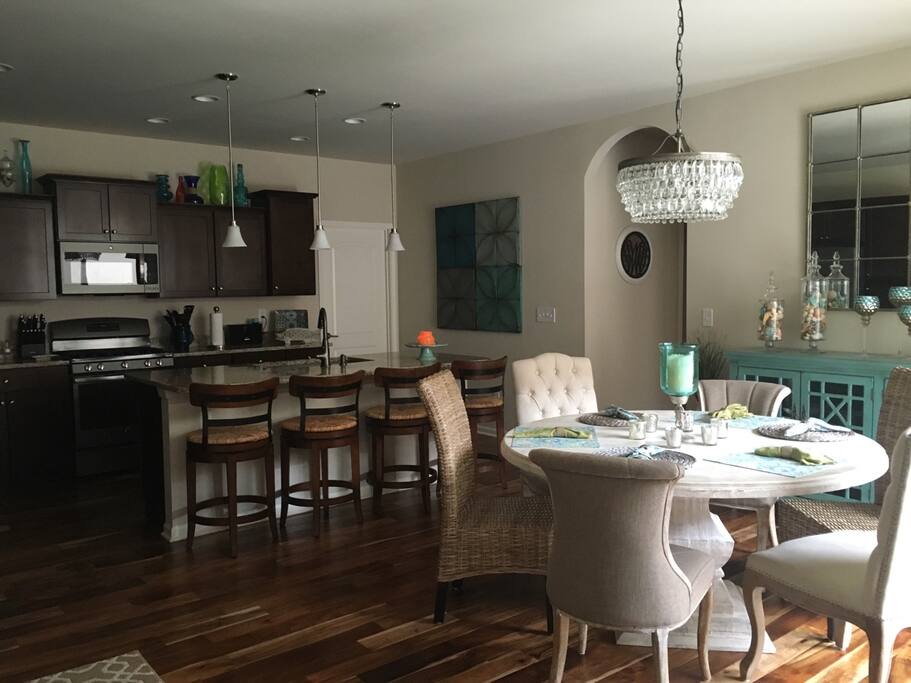 Open Kitchen / Dining Room with Snack Bar