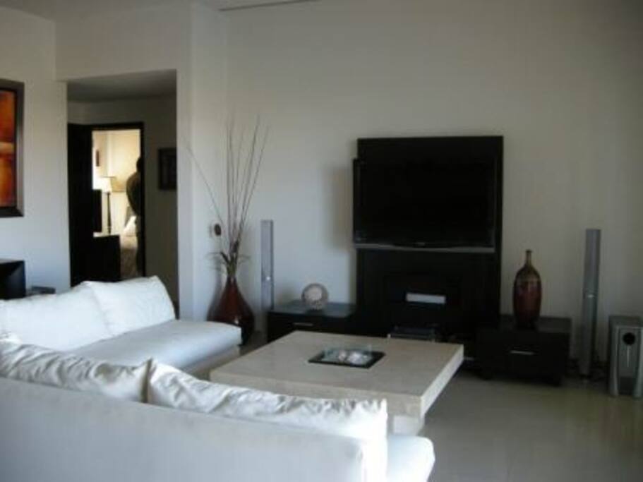 Sala y pantalla con sky e Internet inalámbrico (no el el depto, está en El Centro de Negocios aún lado de la administración.)