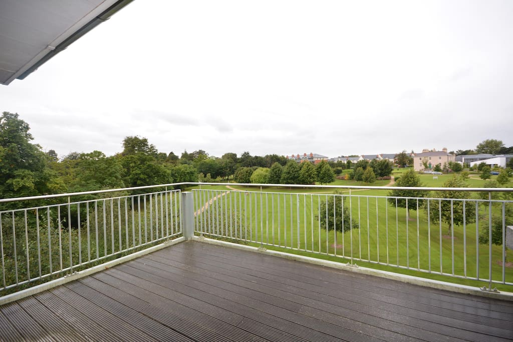 Balcony overlooking gardens