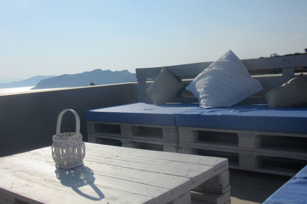 The lounge on the roof terrace.