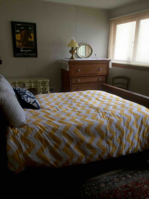 Queen Bedroom with private full bath across hall