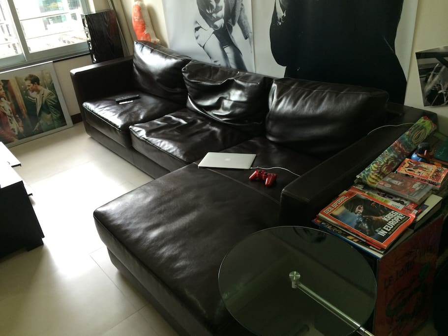 Large Italian Leather Sofa