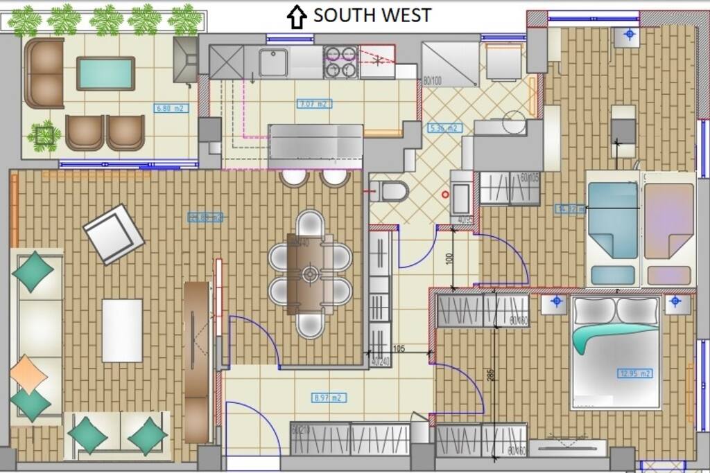 Living room, dining room, kitchen, 2 bedrooms and a bathroom at your disposal.