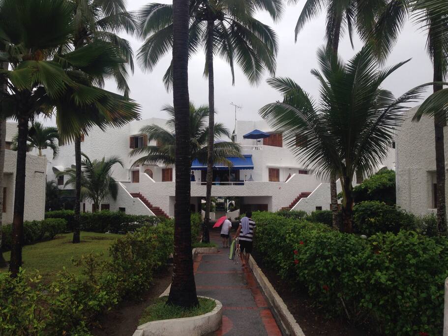 Front view to the building from the beach
