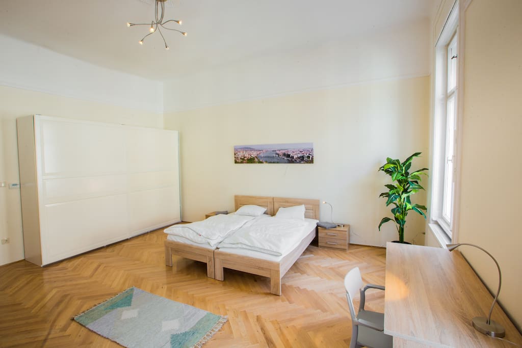Bedroom 2- The bed can be used as double (as on the picture) or pulled apart as two single beds.