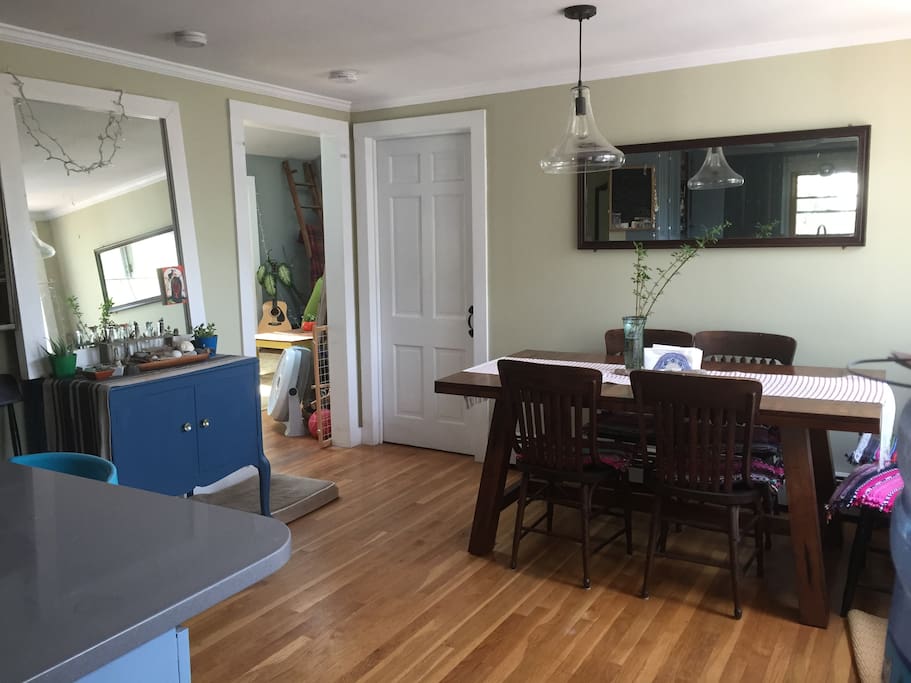 the bright and sunny dining room