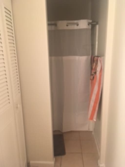 The shower also has a tub if you prefer baths.