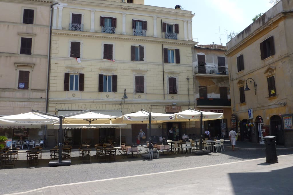 Apartment is on the first floor looking out onto Piazza Cavour--the main square of Tarquinia.