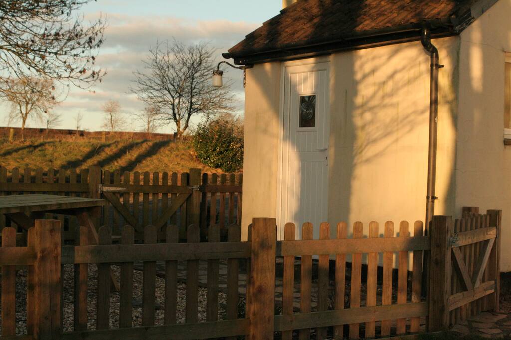 The entrance to the annexe with own garden and picnic table