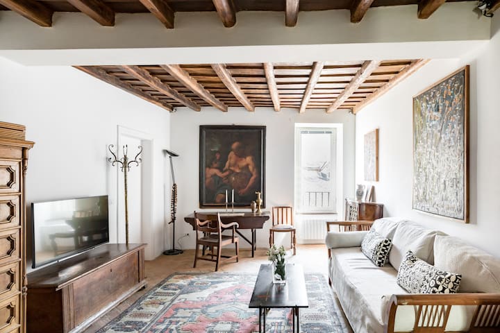 Book -and art-filled apartment in Trastevere