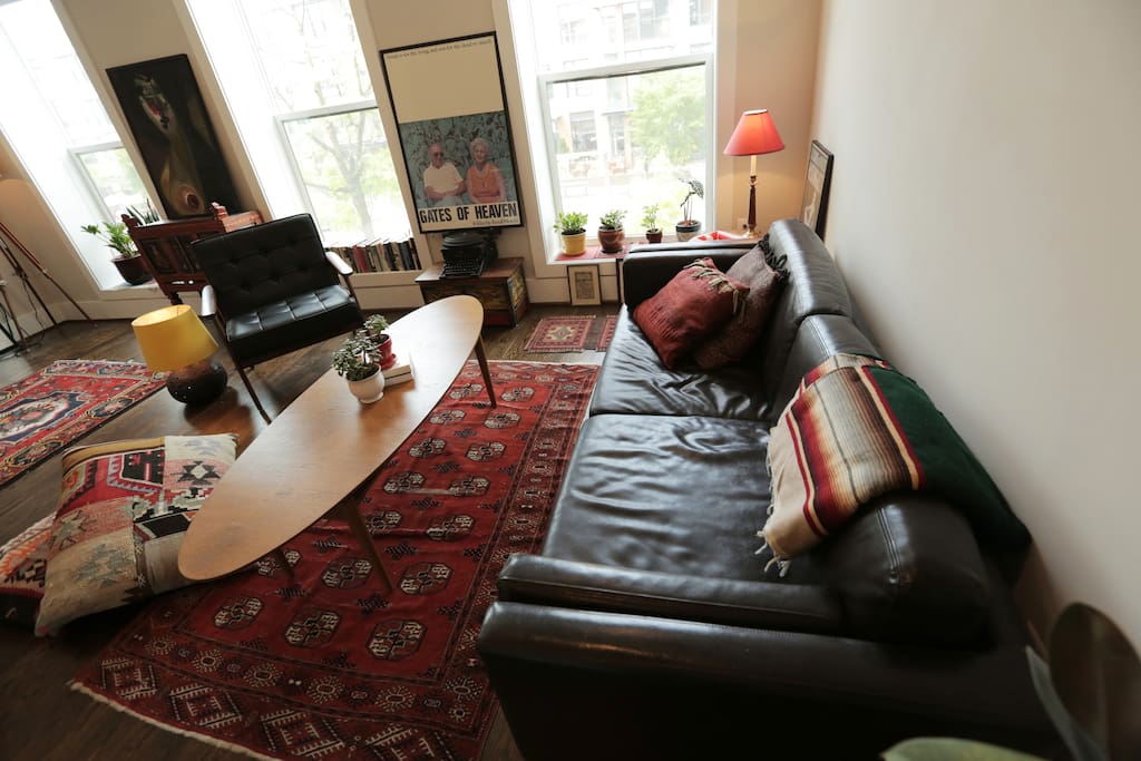 A comfortable space to lounge, read, or just stare out the window.