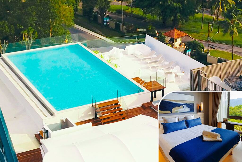 A large swimming pool with clean water
