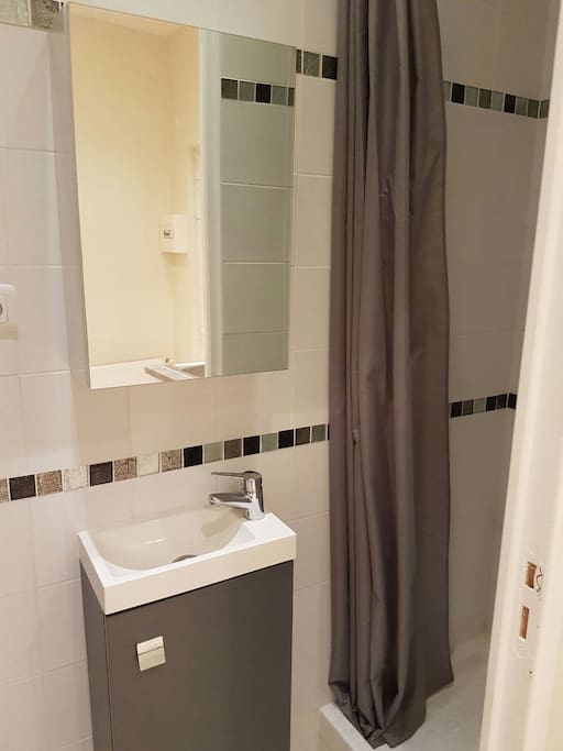 salle de bain dans une 2nde pièce refaite à neuf miroir lavabo WC