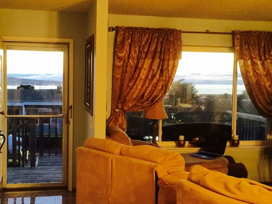 Living room view. Sleeper couch