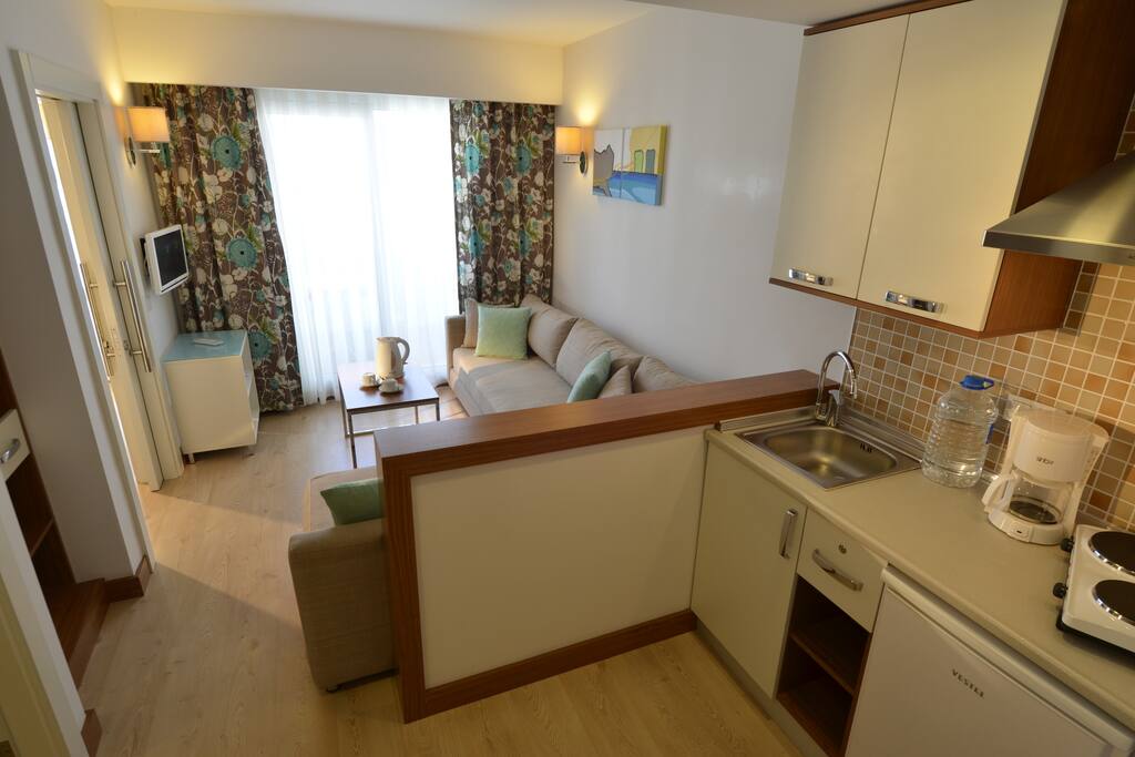 Living room with kitchenette
