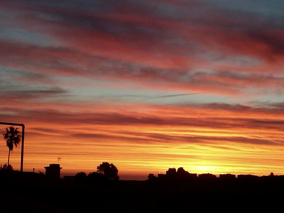Sunrise view from the roof terrace