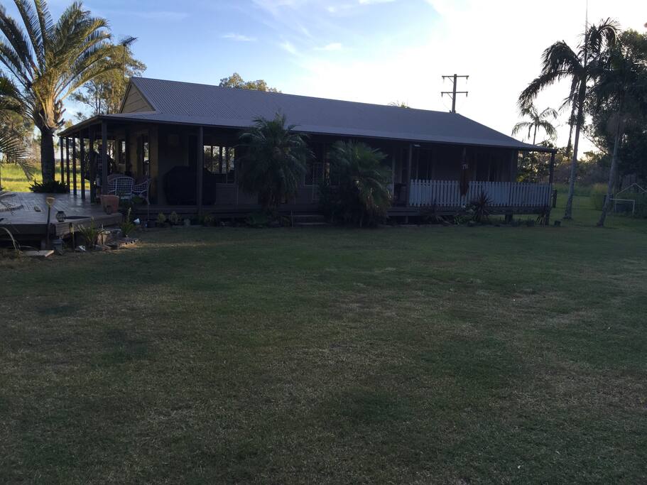 There is plenty of yard area for a mini game of cricket, soccer and for the children and/or dogs to safely run around. There is more than half an acre fenced.