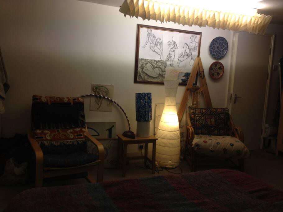 Sitting & reading area (and lots of art)