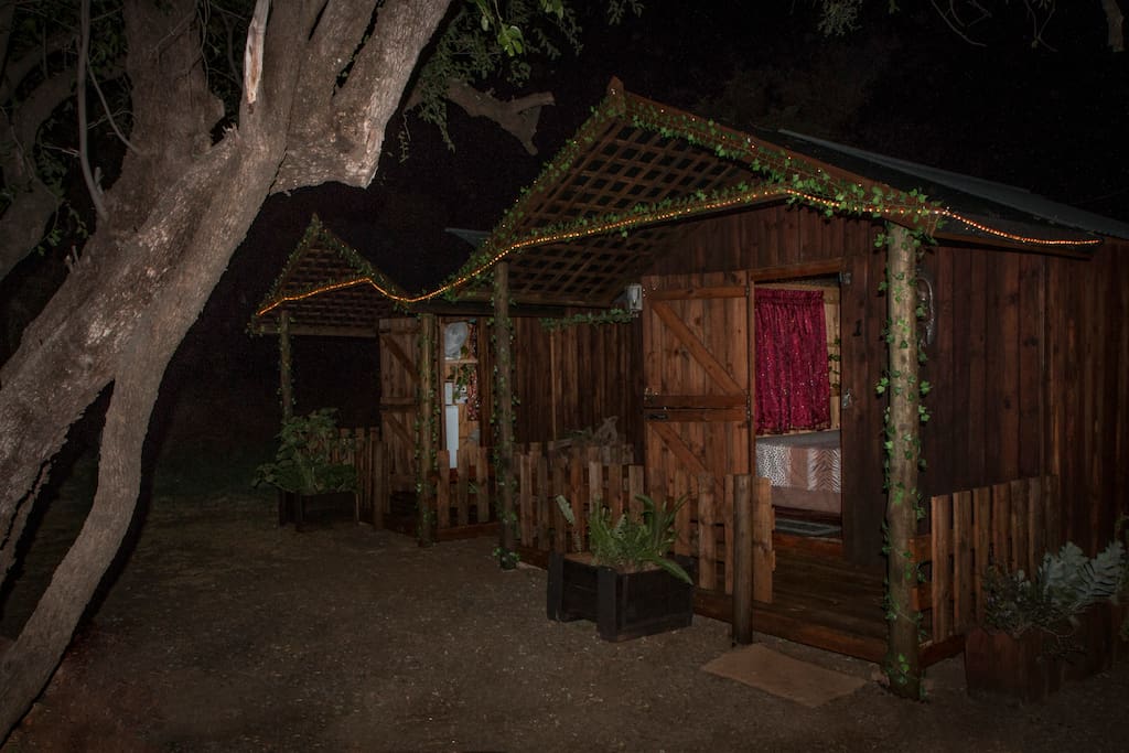 Cabins from outside showing the veranda