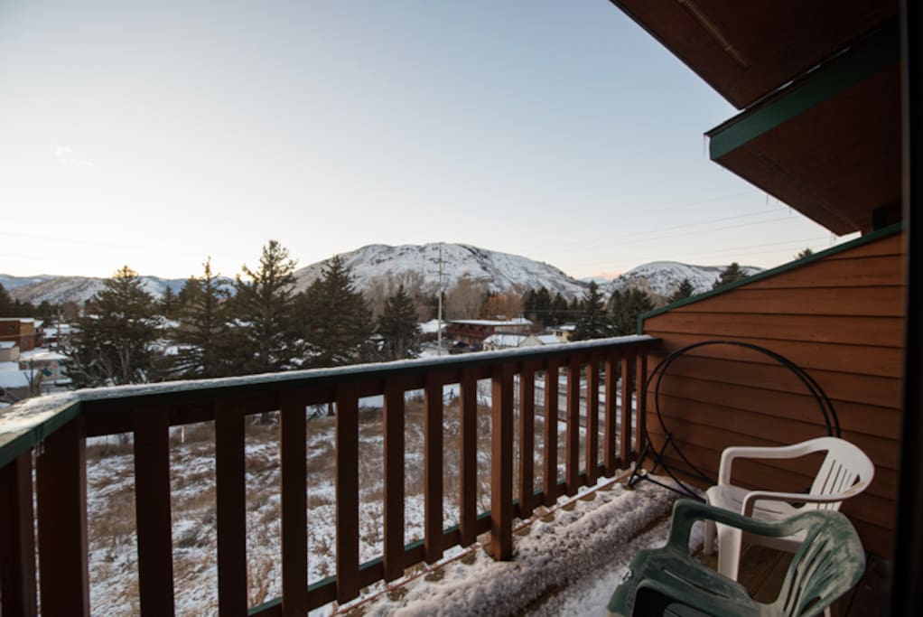 Balcony off of living room.