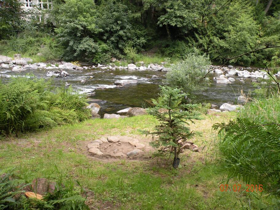 Fire pit by river