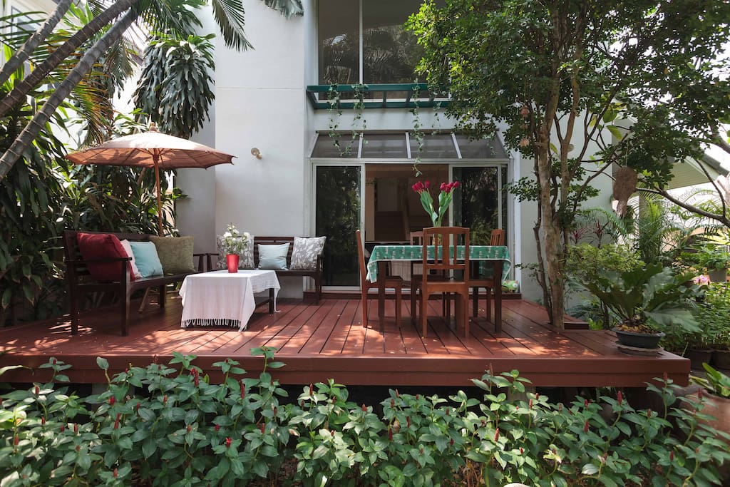 backyard of airbnb, has private garden Outdoor decor, Private garden, Backyard