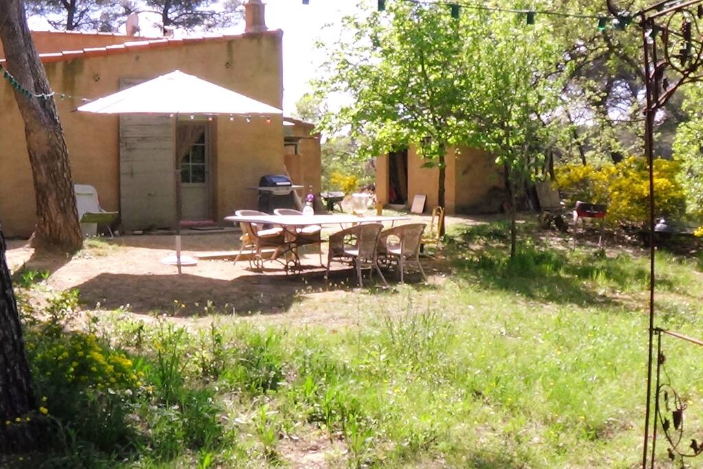 Jardin ombragé sur restanques, donnant sur piscine (10x3m)