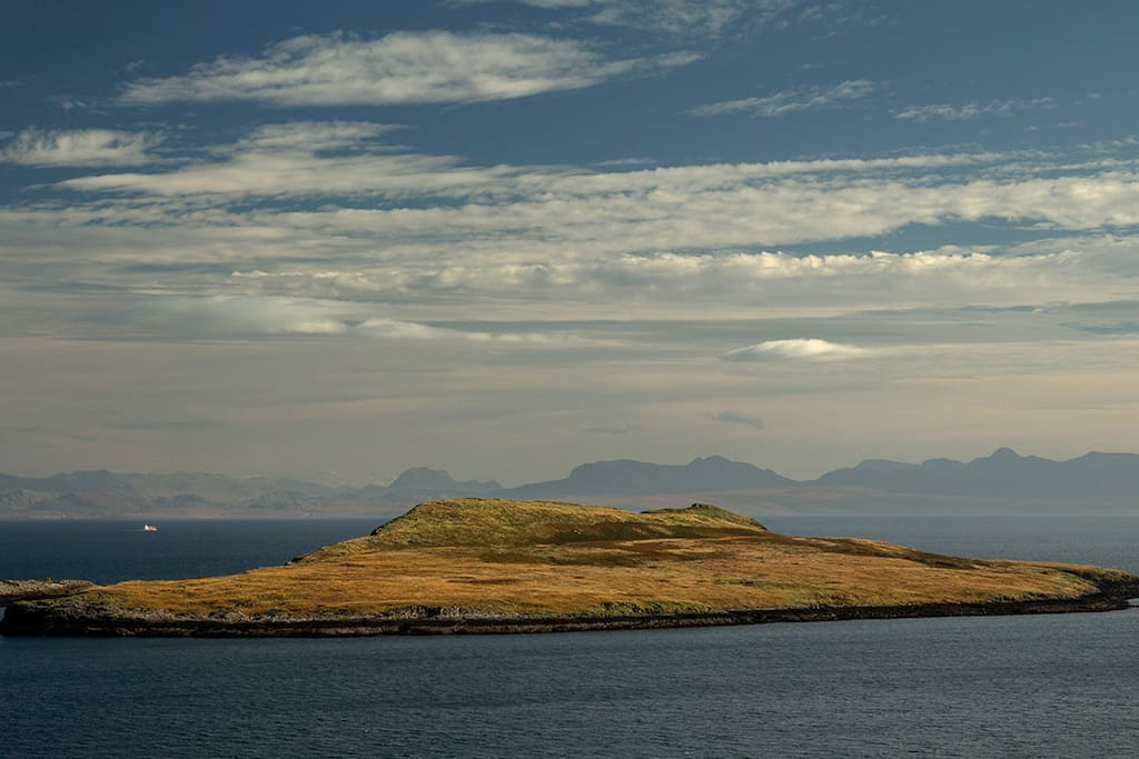View of Flodigarry Island with the Torridon mountains in the background
