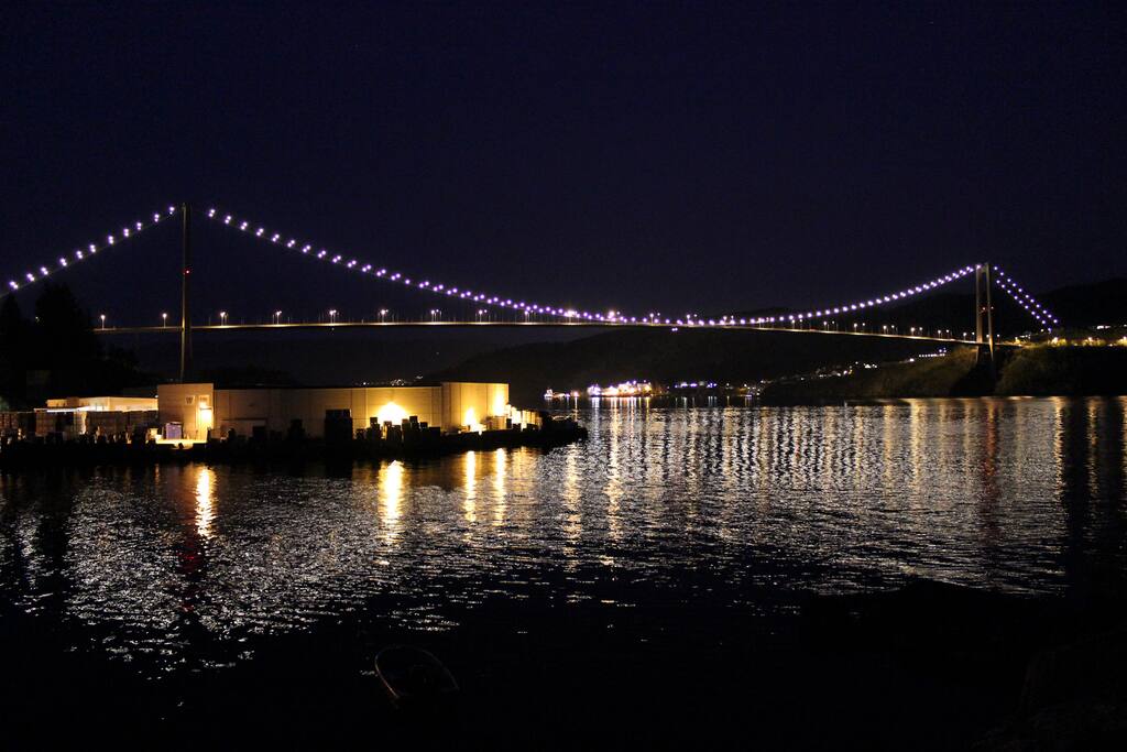 Askøy Bridge view at night from the balcony