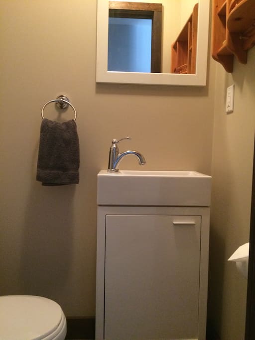 Tiny powder room off master suite