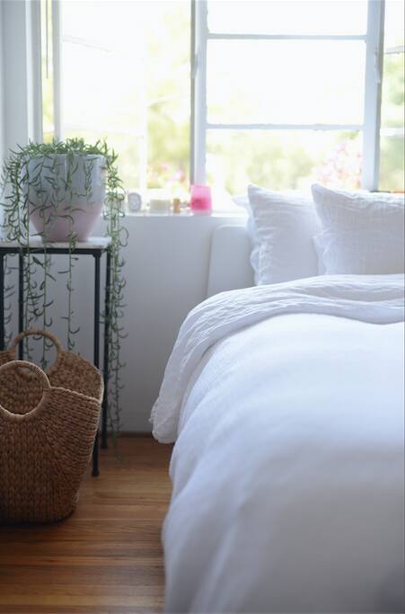 clean, bright, airy bedroom
