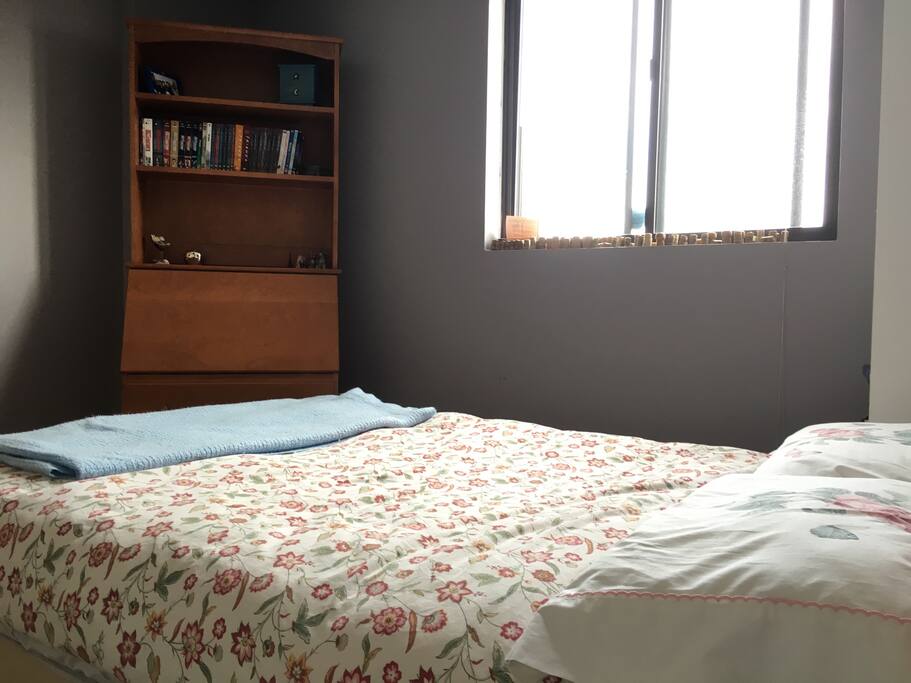 Second bedroom with lots of light from large window.