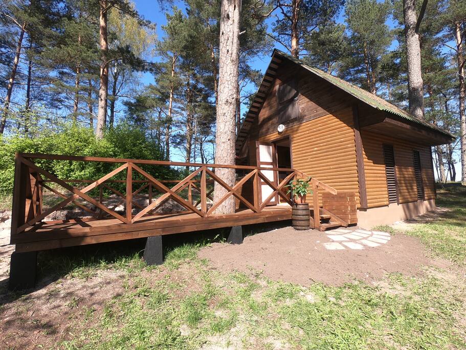 The newly built terrace and the barn itself