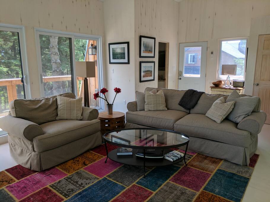 Inside: down-filled furniture.
