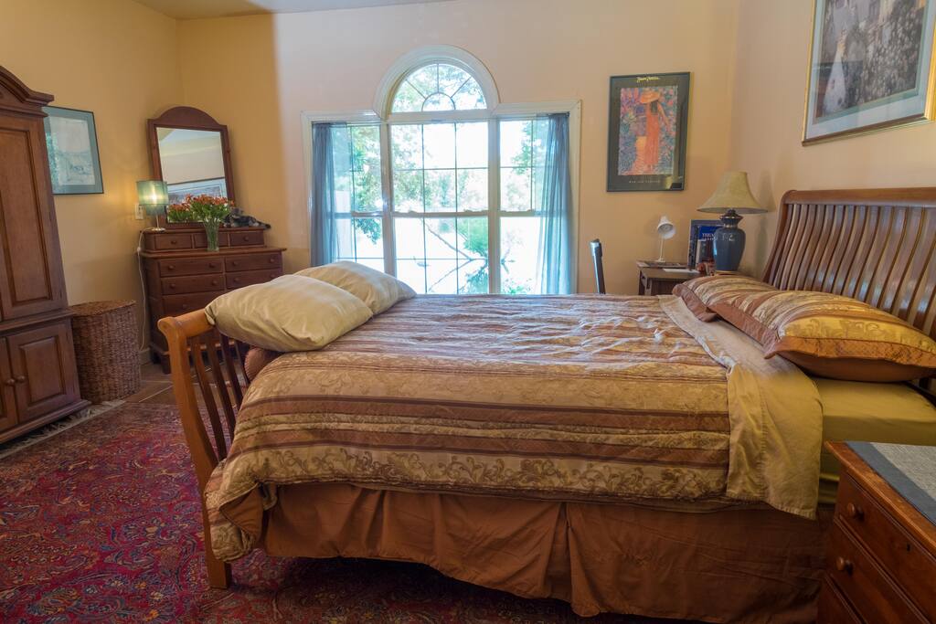 Large bedroom in natural light from large window