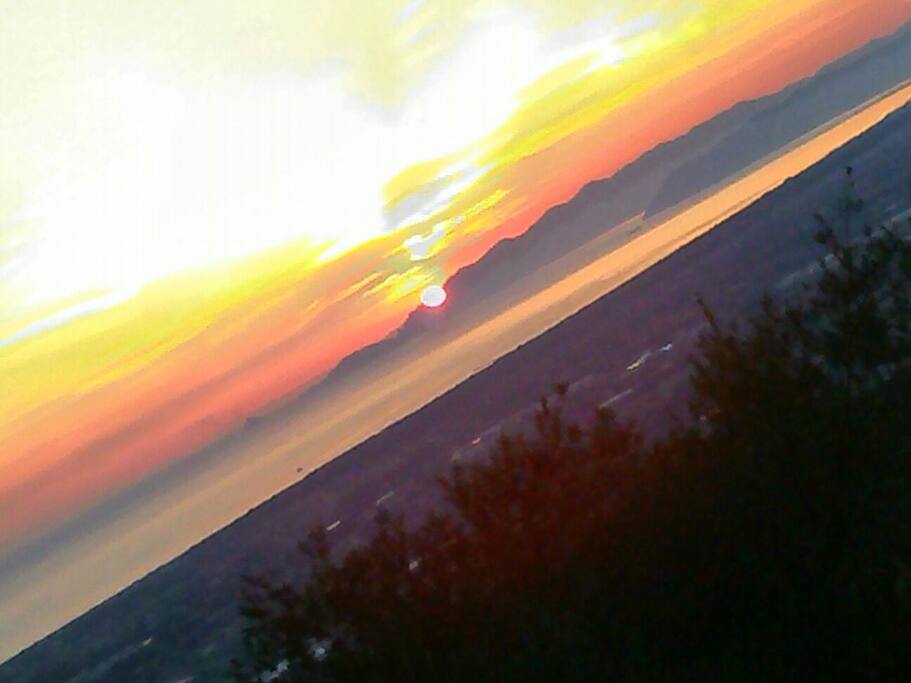 Terrace view with sunset