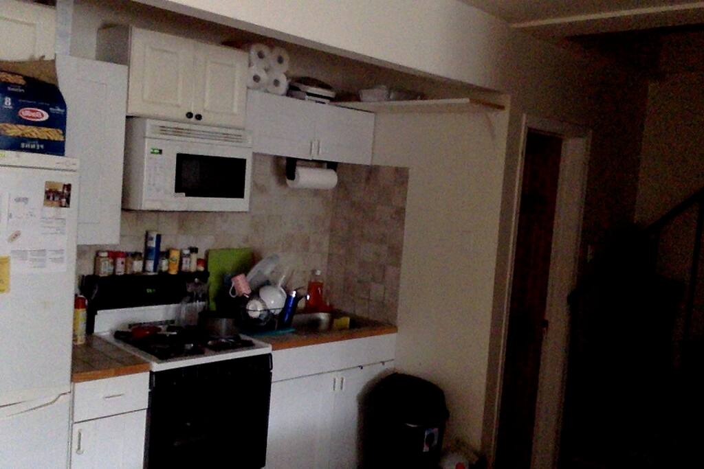 Kitchen and Front entrance to the apartment.