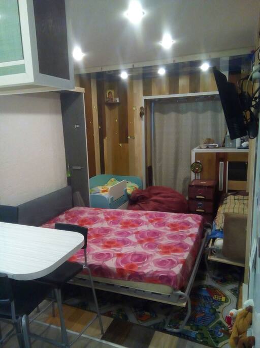double bed case transformer. If it is necessary to sleep - it is simply to open