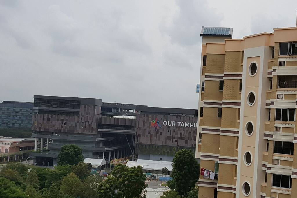 view of tampines hub mall from the house