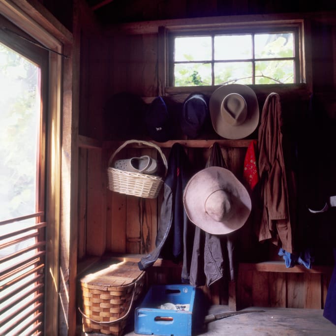 The mudroom which is the entranceway to the apartment.
