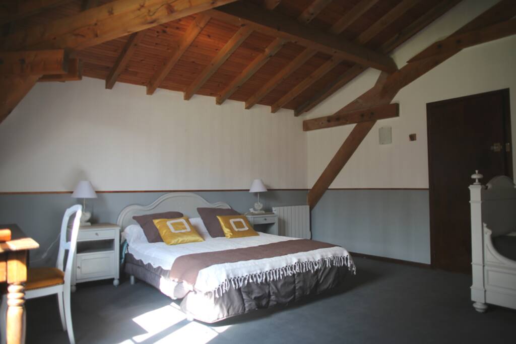 La grande chambre Hortensia : deux lits.