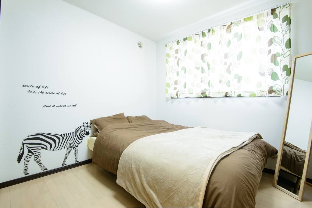 This is the bed room. It has a door between the bed room and the living room.